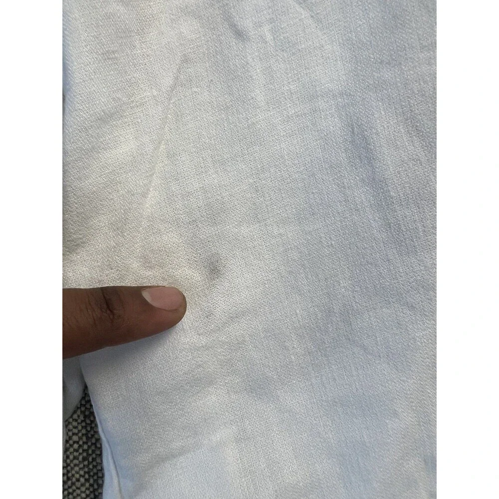 H&M White 100% Linen Wide-Leg Women's Dress Pants, Size XL Zipper, Flat Front